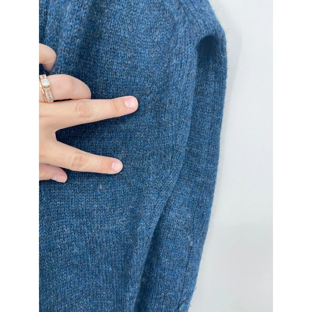 Castleton‎ Collection Blue Cable Knit 100% Wool Shetland Cardigan Sweater L Cozy